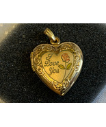 Vtg 14k Gold Filled Locket &quot;I Love You&quot; Pendant Fashion Jewelry Floral H... - £62.97 GBP