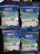 4 Oral-B Glide Bacteria Guard Floss Picks, Mint Flavored, 75 ct (J17) - £15.44 GBP