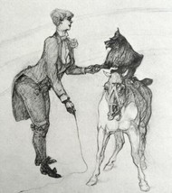 Toulouse Lautrec Female Trainer 1967 Circus Art Lithograph Horse Dog Matted - £157.26 GBP