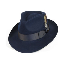 Mens Bruno Capelo Hat Australian Wool Fedora Teardrop Crown Fabio FB224 Navy image 2
