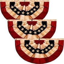 3 Pack Vintage Style Tea Stain USA Pleated Fan Flag 2x4 Feet 4th of July America - £44.17 GBP