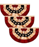 3 Pack Vintage Style Tea Stain USA Pleated Fan Flag 2x4 Feet 4th of July... - $55.00
