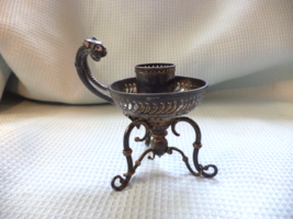 Vintage Silver Plate  Chamber Stick Candle Holder With Egyptian Cat Head... - £24.39 GBP