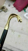 Astitv Antique Wooden Walking Stick Cane Snake Style Brass Handle Handmade Gift - £23.59 GBP