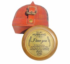 Poem Pocket Compass with to My Husband - I Love You Engraved II (Antique Brown C - £36.07 GBP