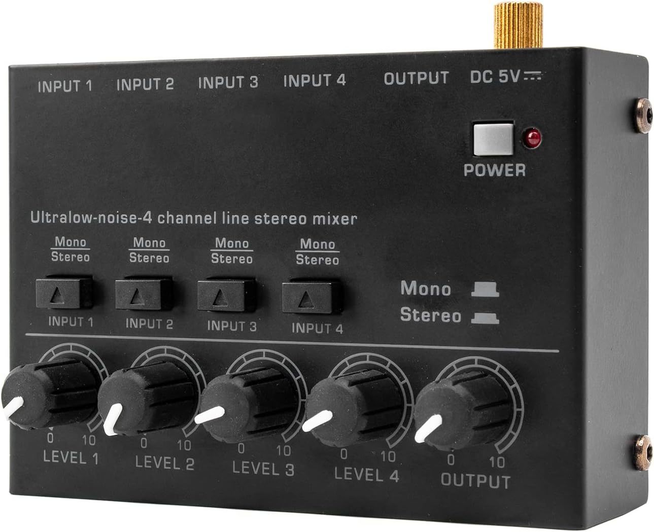 Btuty Ultra Low Noise 4 Channel Line Stereo Mixer 4 Input 1 Output Dc 5V - $43.95