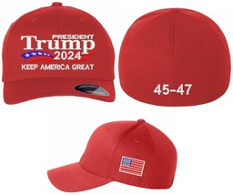 Trump 2024 Trump Keep America Great Again Hat with Side Flag and 45-57 Back Hat - £23.58 GBP