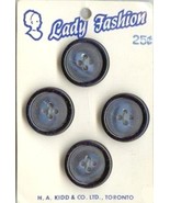 Set of 4 Vintage Blue Black Buttons Lady Fashion - £4.02 GBP