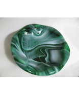 Vintage Green and White Swirled Glass Vessel - £39.96 GBP