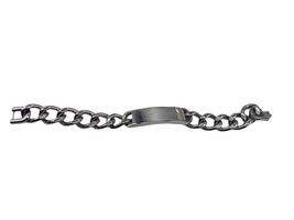 Mens 8.5&quot; Stainless Steel Silver Cuban Chain ID Bracelet 1970s Do you Remember? - £8.22 GBP