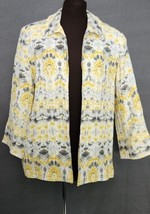 Alfred Dunner Santa Clara Lined Yellow Gray Beautiful Pleated Jacket Size 12 - £15.94 GBP