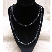 Vintage Chico&#39;s Signature Deep Navy &amp; Pale Blue Glass Bead 27&quot; Long Neck... - $31.63