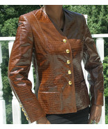 New Nwot Stylish Escada crocodile embossed leather jacket Coat Stroller 34 S-4 - $692.99