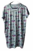 Joyspun Womens Small Medium Green Pink Glamping Sleep Shirt - $12.36