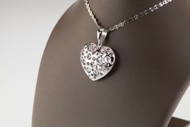 Splendido 14k Oro Bianco Cuore Ciondolo Con 0.35 Carati Diamante Accenti E 20 &quot; - £522.29 GBP