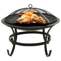 2-in-1 Fire Pit and BBQ with Poker 22"x22"x19.3" Steel - $166.20 CAD