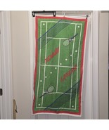 Vintage Tennis Beach Towel Cotton 28x50 Island Fun 1980s - $73.19 CAD