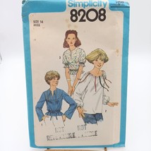 UNCUT Vintage Sewing PATTERN Simplicity 8208, Misses 1977 Pullover Tops,... - £14.52 GBP