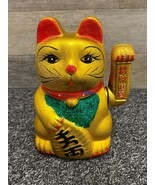 Feng Shui Maneki Neko 7&quot; Lucky Cat Waving Hand Cat Figure - Works - See ... - $22.24