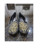 Cosmopolitan Ballet Shoes Women&#39;s Size 8.5M Black Gold Paisley Round Toe... - $33.85 CAD