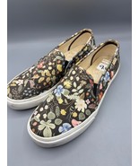 Keds X Rifle Paper Womens Shoes 9.5 Black Floral Slip On Canvas Sneakers - $406.24 MXN