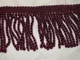 burgundy fringe 4 inch in burgundy with fabric - £8.29 GBP