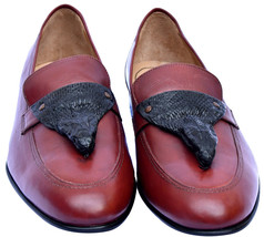 Black Cobra Head Genuine Snake Leather Original Leather Men Formal Loafer Shoes - £238.93 GBP