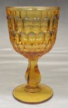 Vintage Thumbprint Drinking Glass Wine Water Glass 6.5&quot; Tall 8oz Amber C... - $5.50