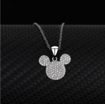Exquisite 925 Sterling Silver Mickey Mouse Micro Inlay Zirconia Pendant Necklace - £40.30 GBP