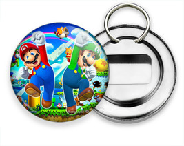 SUPER MARIO LUIDGI BROTHERS BEER BOTTLE OPENER KEYCHAIN KEYFOB GAMER GIF... - $15.34