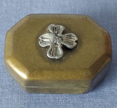 Vintage Bronze Brass Dogwood Octagonal Floral Trinket Pill Snuff Box - £13.84 GBP