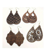 Vintage Boho Style Wooden Earrings Set Of 4 NEW In Gift Box- Great Gift - $20.33 CAD