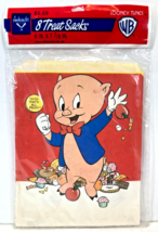 Vtg 1985 PORKY PIG Looney Tunes 8 Ct TREAT SACKS Birthday Party Favor GO... - £11.86 GBP