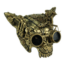 Scratch &amp; Dent Mad Dog Metallic Gold Steampunk Wolf Face Mask - £31.14 GBP