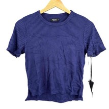 New Michael Lauren Tee Purplish Blue Ribbed Short Sleeve Cropped Womens ... - £20.11 GBP