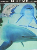 Dolphins at Play Fleece Throw Blanket Decor Dolphin Lover GIFT NIP Porpoise - $15.88
