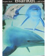 Dolphins at Play Fleece Throw Blanket Decor Dolphin Lover GIFT NIP Porpoise - $21.76 CAD