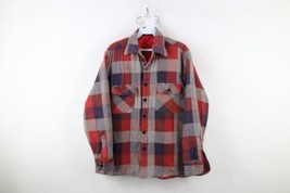 Vintage 90s Streetwear Mens Medium Distressed Quilted Flannel Shirt Jacket Plaid - £42.66 GBP