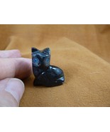 (Y-CAT-155) little BLACK ONYX KITTY baby kitten CAT stone figurine I Lov... - $214.58 MXN