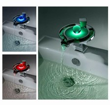 Chrome LED Waterfall Colors Changing Bathroom Basin Mixer Sink Faucet - £164.36 GBP