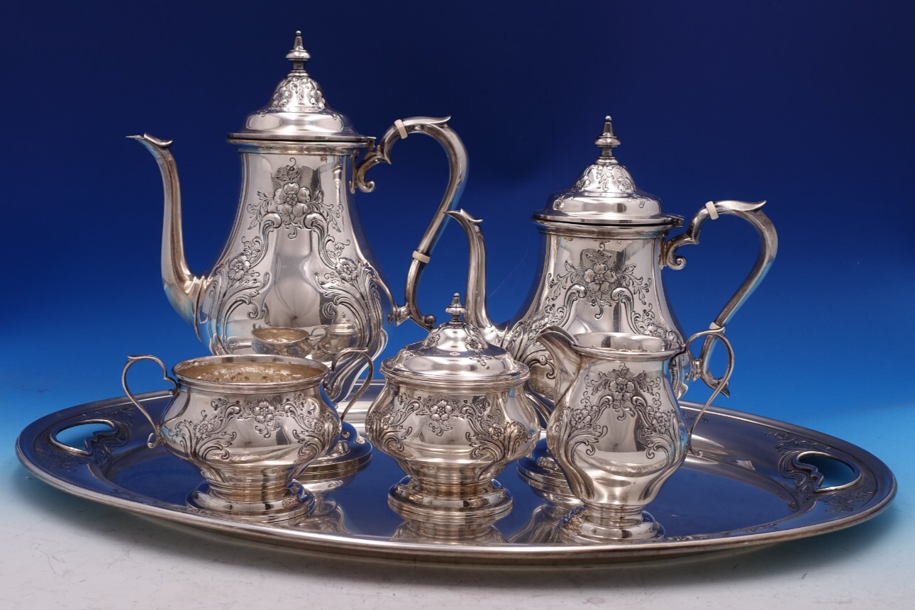 Chateau Rose by Alvin Sterling Silver Tea Set 6pc (#8492) Fabulous! - $8,905.05