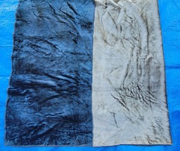 Antique Carriage Blanket Sleigh Dark Blue Tan Soft Fabric 44&quot;x70&quot; Vintag... - £21.93 GBP