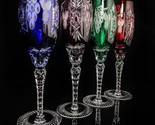 Ajka Marsala Colored Crystal Champagne Flutes 9&quot; Tall Set of 4 - $695.00