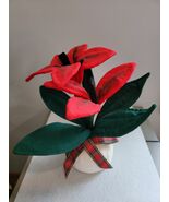Holiday Poinsettia Craft Plant w Double Layer Cloth Fabric - $19.54 CAD