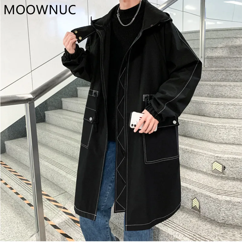 2021 Autumn New Casual Loose High Quality Trend Men&#39;S Long Windbreaker Fashion W - £233.87 GBP