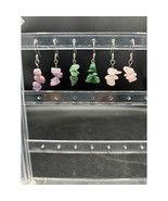 Set of 3 Crystal Gem Stone Boho Earrings  Amythest , Rose Quartz , Avent... - £15.25 GBP