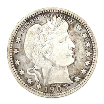 1905-S 25C Barber Quarter Very Fine VF Condition, Nice Detail on Both Sides - $182.53