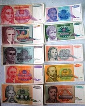 Yugoslavia Inflation Lot 1992 1993 banknote 5000 - 1 billion dinar 10 pi... - $2.76