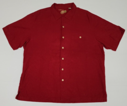 Men&#39;s Caribbean Pineapple Red Silk Cotton Button Up Hawaiian Shirt - Size XL - £15.23 GBP