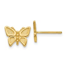 14K Yellow Gold Butterfly Stud Earrings Jewelry 8mm x 10mm - £80.10 GBP